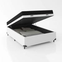 Cama Box Baú Viúva 128 Tecido Sintético Branco Com Colchão Espuma D20 - Tampo Preto Bello Box 12cm - 4
