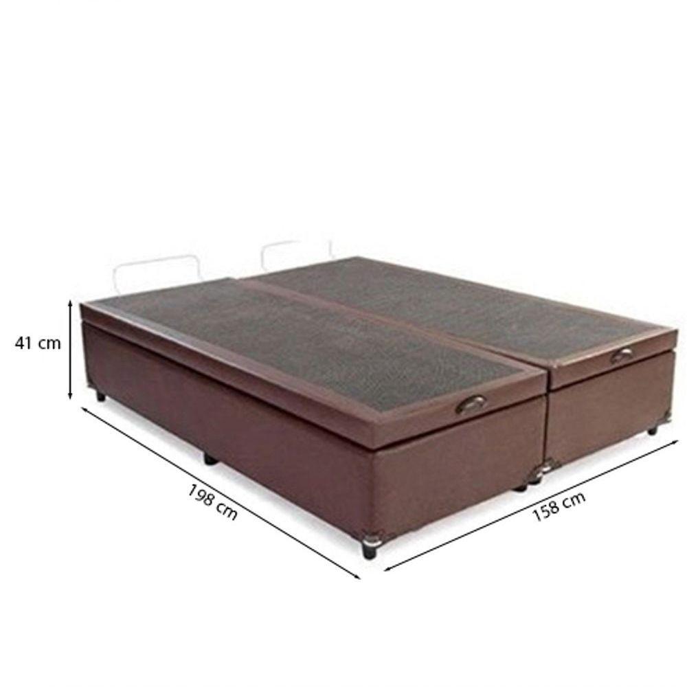 Cama Box Baú Queen 158 Tecido Sintético Marrom Com Colchão Espuma D20 - Tampo Preto Bello Box 12cm - 3