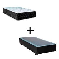 Cama Box Solteiro 88 Tecido Sintético Preto Com Colchão Marrocos - Poliéster - Espuma D33 30cm - 1