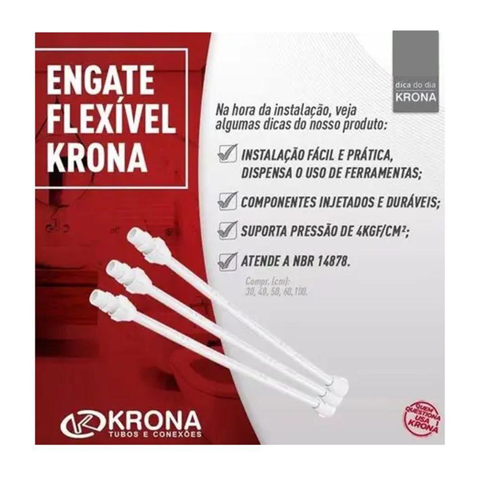 Engate Flexível 1-2 X 40 Cm Pvc Agua Fria Branco Krona - 3