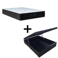Cama Baú Viúva 128 Tecido Sintético Preto Com Colchão Marrocos - Poliéster - Espuma D33 30cm - 1