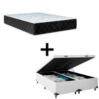 Cama Baú Casal 138 Bipartido Tecido Sintético Branco Com Colchão Marrocos - Poliéster - Espuma D33 30cm - 1