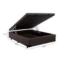 Cama Baú Casal 138 Tecido Sintético Marrom Com Colchão De Espuma Tokio D33 Bege - 25x138x188cm - 3
