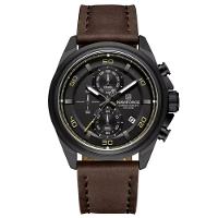 Relógio Masculino Pulseira De Couro Genuíno Com Cronógrafo De Quartzo Esportivo 30m Marrom - 1