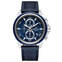 Relógio Masculino Pulseira De Couro Genuíno Com Cronógrafo De Quartzo Esportivo 30m Azul Prata - 1