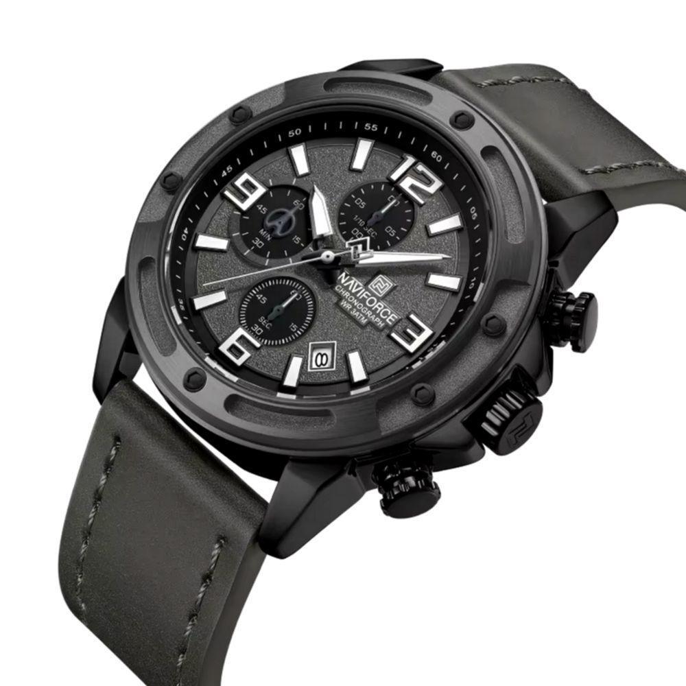 Relógio De Quartzo Masculino Multifuncional Com Cronógrafo à Prova D'água 3atm Cinza - 2