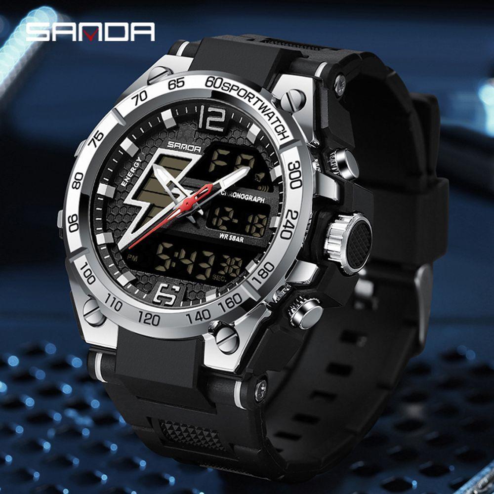 Relógio Masculino Militar Esportivo Digital à Prova D 'água 6137 Preto Cinza - 3