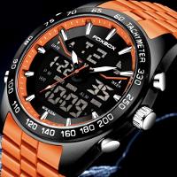 Relógio Quartzo Espotivo Com Cronógrafo á Prova D'água 5atm Laranja - 2