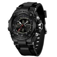 Relógio Dual Display Digital Com Pulseira Silicone Multifuncional Impermeavel Preto Fosco - 1