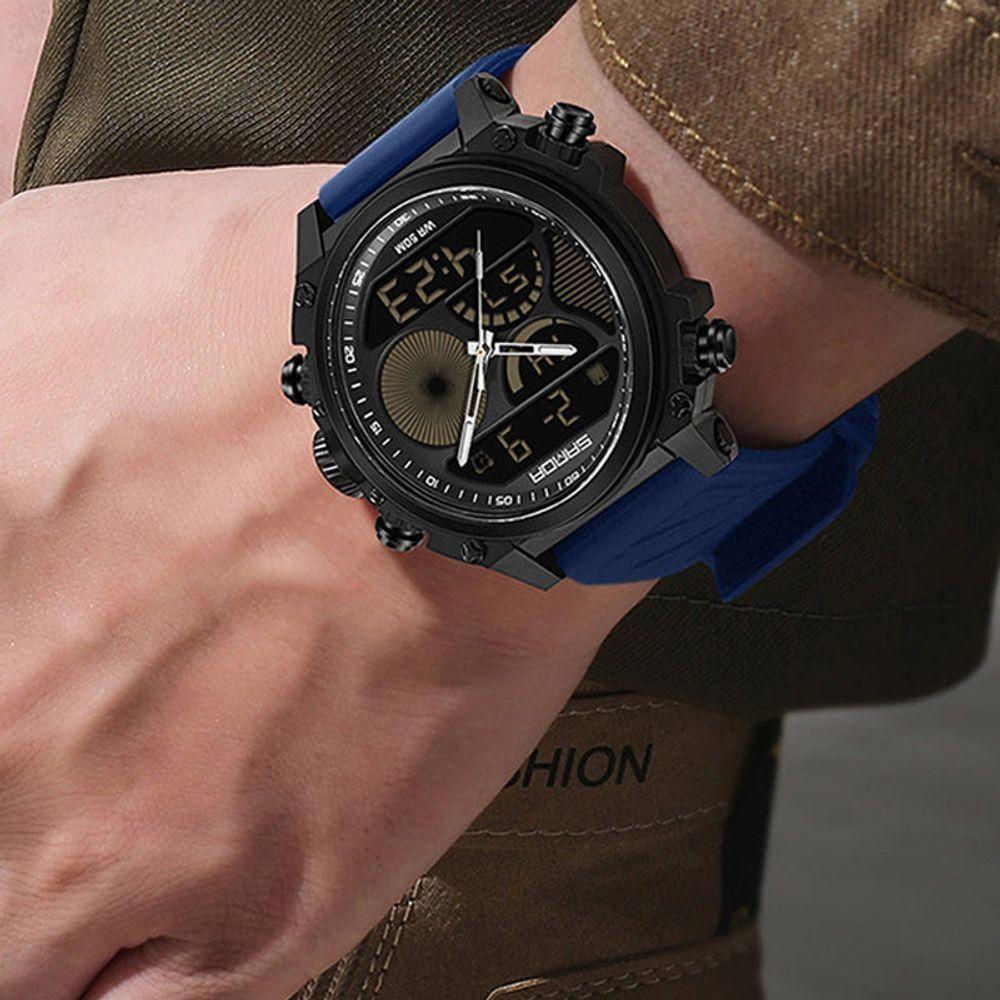 Relógio Esportivo , 5atm à Prova D'água, Exibição Digital E Analógic Azul Escuro - 3