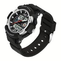 Relógio De Pulso Unissex De Moda, Com Display Duplo De Quartzo Prata Negra - 1