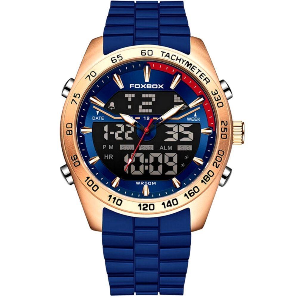 Relógio Quartzo Espotivo Com Cronógrafo á Prova D'água 5atm Azul - 1