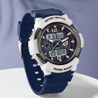 Relógio De Pulso Unissex De Moda, Com Display Duplo De Quartzo Branco Azulado - 2