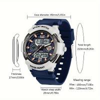 Relógio De Pulso Unissex De Moda, Com Display Duplo De Quartzo Branco Azulado - 3