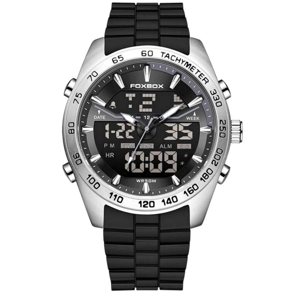 Relógio Quartzo Espotivo Com Cronógrafo á Prova D'água 5atm Prata - 1