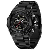 Relógio Dual Display Digital Com Pulseira Silicone Multifuncional Impermeavel Preto - 1