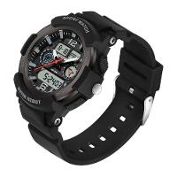 Relógio De Pulso Unissex De Moda, Com Display Duplo De Quartzo Preto Completo - 1