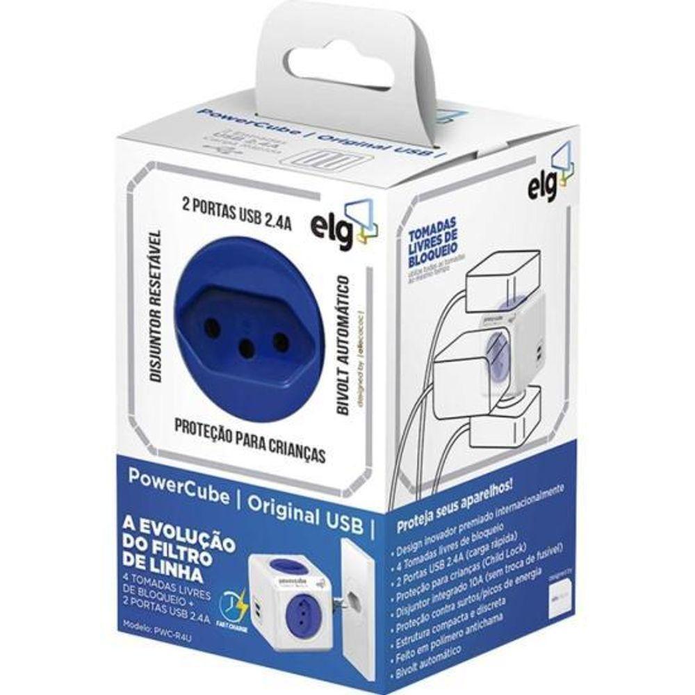 Adaptador Benjamim Múltiplo Com Usb Powercube Pwc-r5 Bivolt Elg [f002] - 2