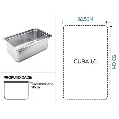 Cuba Gastronomica Inox Gn 1-1 X 200mm (530x325mm) - Brasinox