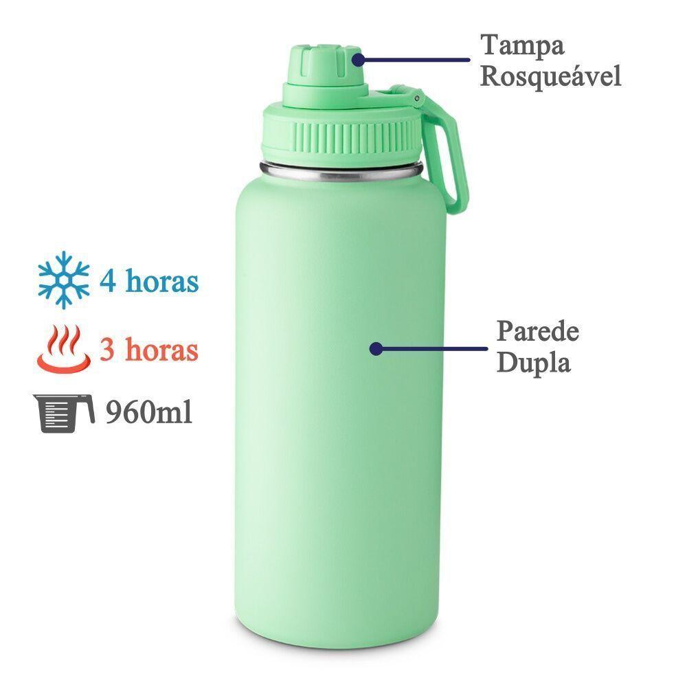 Garrafa Com Alça E Bico 960ml Parede Dupla Verde - 3