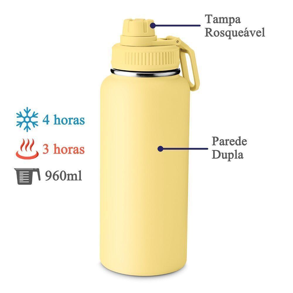 Garrafa Com Alça E Bico 960ml Parede Dupla Amarela - 2