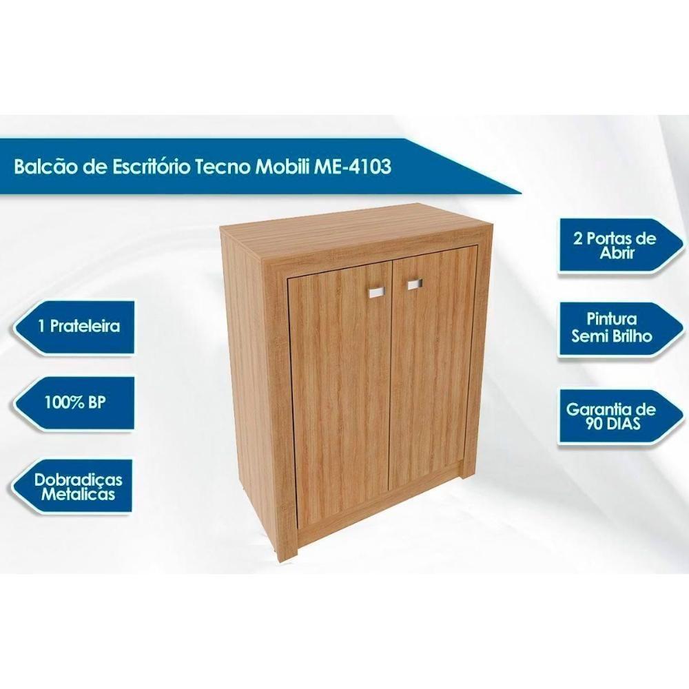 Escritório Completo 1 Mesa De Computador Me4107 + 1 Balcão Me4103 + 1 Estante Me4110 3 Peças Preto - 2