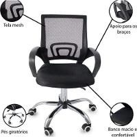 Cadeira De Escritório Confortavel Home Office Mesh Diretor Giratoria New Java - Preto