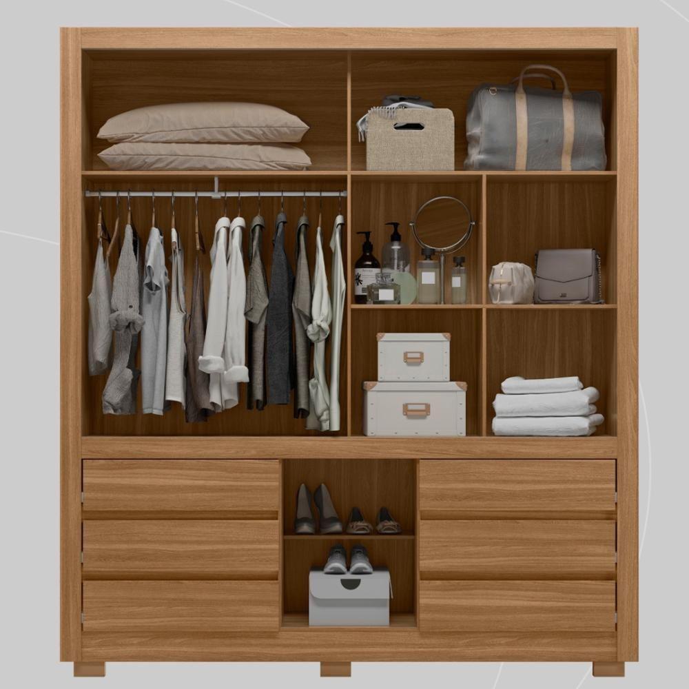 Guarda Roupa Casal 3 Portas E 6 Gavetas Arbo Amêndola Touch Off White - 5