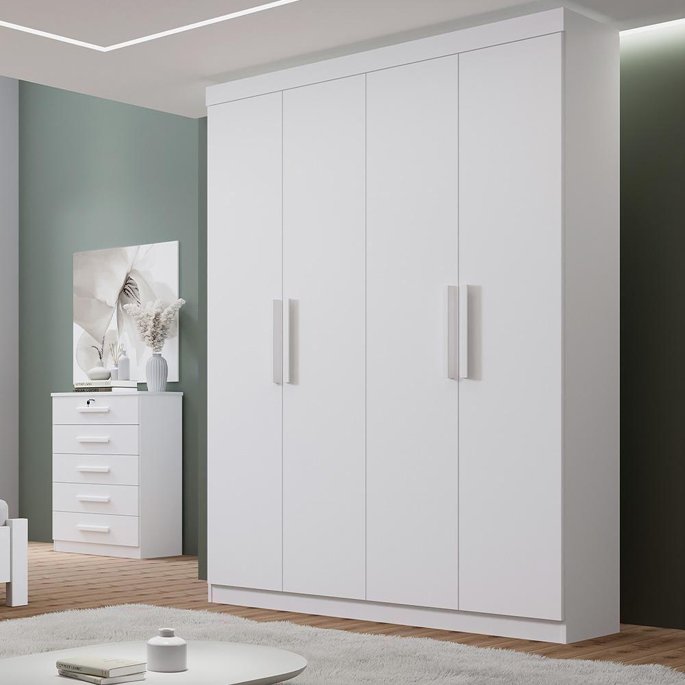 Guarda Roupa 4 Portas 3 Gavetas Colibri Plus D'doro Branco - 3