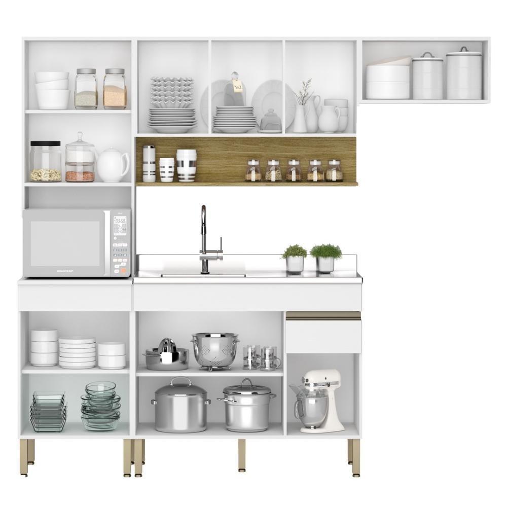 Armário De Cozinha Completa 120 Com Balcão Para Pia 9 Portas Line Freijó Supremo - 3