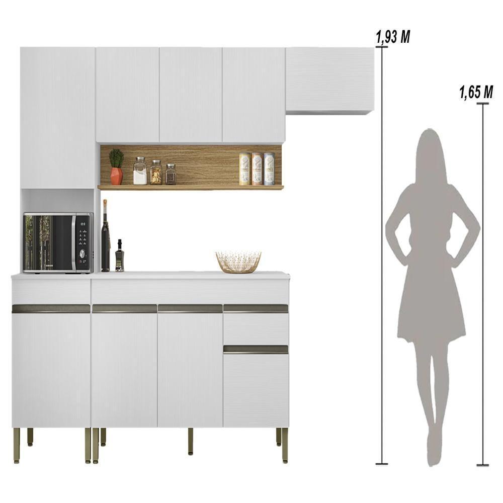 Armário De Cozinha Completa 120 Com Balcão Para Pia 9 Portas Line Freijó Supremo - 9