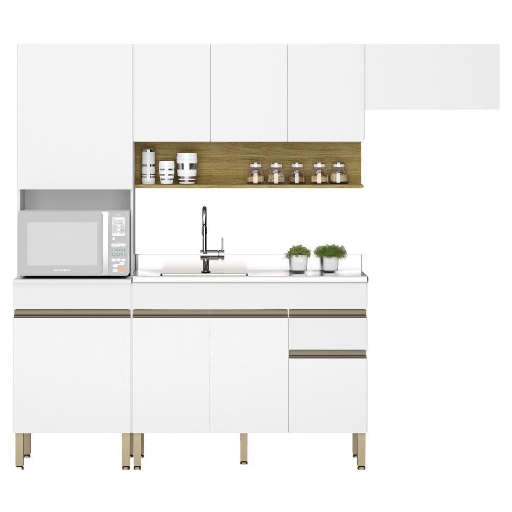 Armário De Cozinha Completa 120 Com Balcão Para Pia 9 Portas Line Freijó Supremo - 10