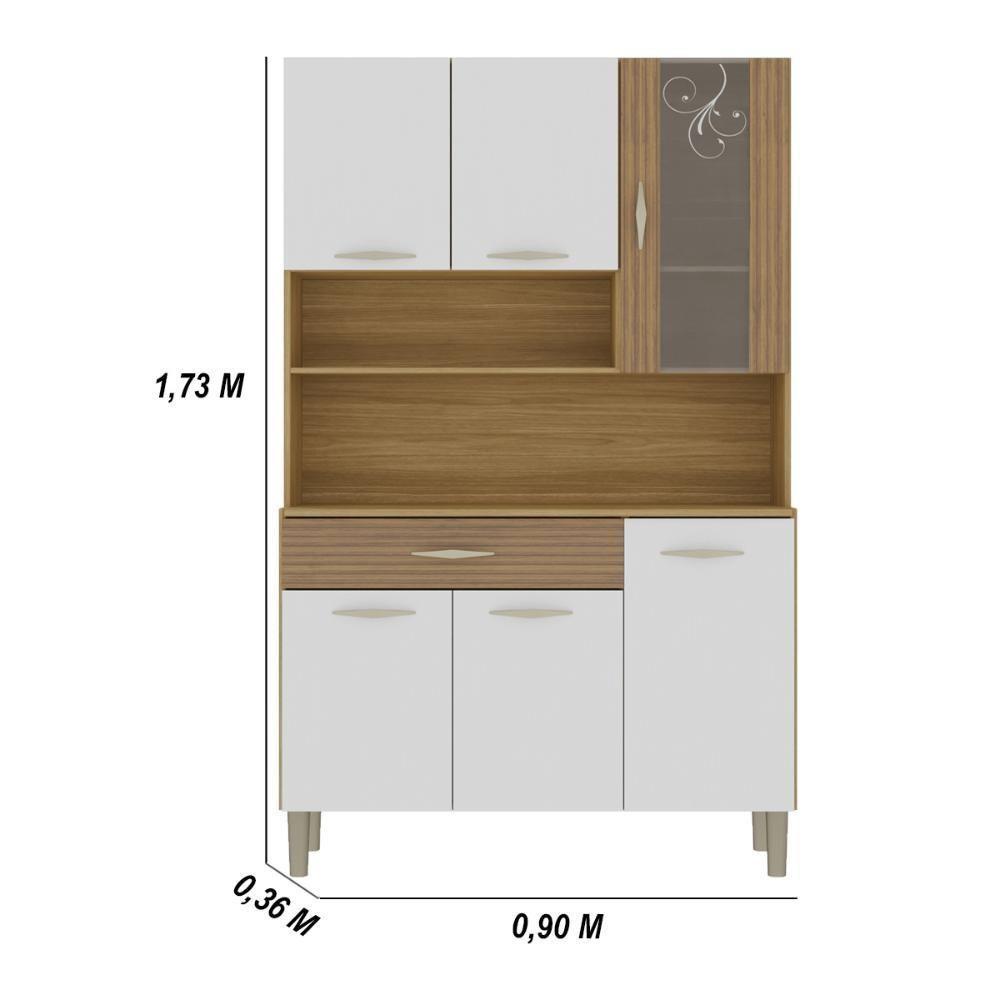 Armário De Cozinha Compacta Mdf 6 Portas Golden Plus Freijó Supremo Com Ripado - 2