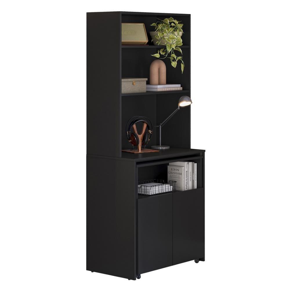 Armário Bancada De Cozinha 2 Portas Com Mesa Retrátil Duo Preto - 7