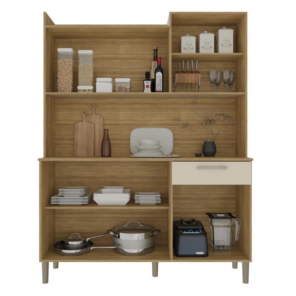 Armário De Cozinha Compacta Mdf 6 Portas 1 Gaveta Gênova Plus Freijó Soft - 3
