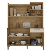 Armário De Cozinha Compacta Mdf 6 Portas 1 Gaveta Gênova Plus Freijó Soft - 3