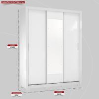 Guarda Roupa Casal 3 Portas Com Espelho E 2 Gavetas Vero Branco - 2