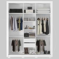 Guarda Roupa Casal 3 Portas Com Espelho E 2 Gavetas Vero Branco - 3