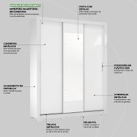 Guarda Roupa Casal 3 Portas Com Espelho E 2 Gavetas Vero Branco - 5