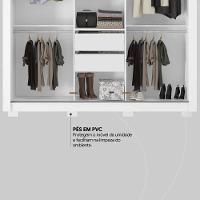 Guarda Roupa Casal 3 Portas Com Espelho E 2 Gavetas Vero Branco - 6