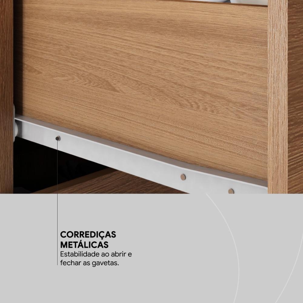 Guarda Roupa Casal 3 Portas Com Espelho E 2 Gavetas Vero Amêndola Touch Off White - 8