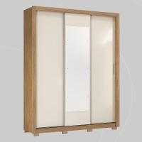 Guarda Roupa Casal 3 Portas Com Espelho E 2 Gavetas Vero Amêndola Touch Off White - 9