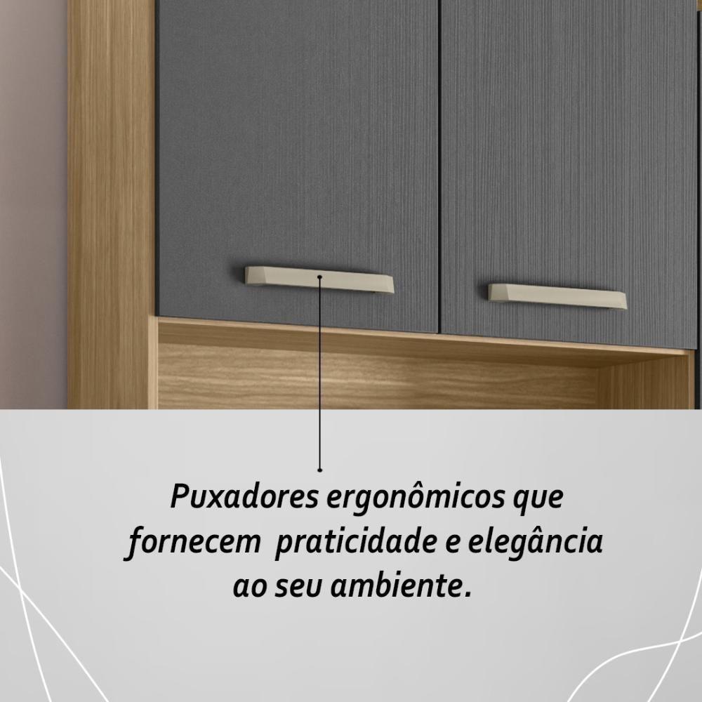 Armário De Cozinha Compacta Mdf 6 Portas Modena Plus Freijó Gris - 7