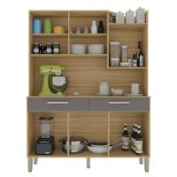 Armário De Cozinha Compacta Mdf 6 Portas Modena Plus Freijó Gris - 3