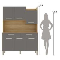 Armário De Cozinha Compacta Mdf 6 Portas Modena Plus Freijó Gris