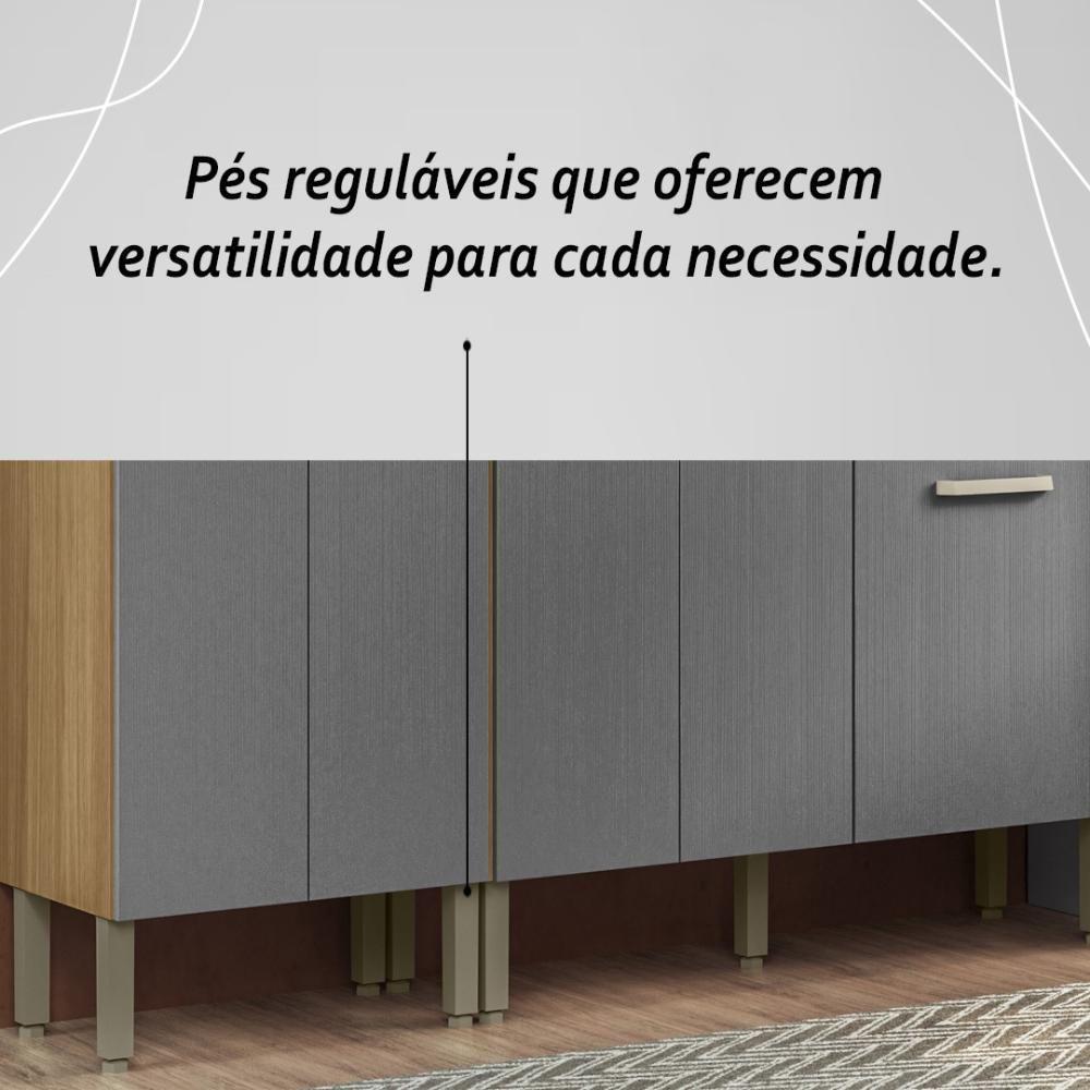 Armário De Cozinha Completa Mdf 12 Portas Com Balcão Versalhes Plus Freijó Gris - 8