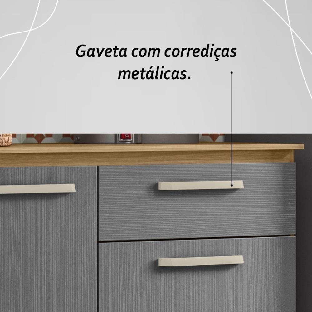 Armário De Cozinha Completa Mdf 12 Portas Com Balcão Versalhes Plus Freijó Gris - 10