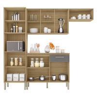 Armário De Cozinha Completa Mdf 12 Portas Com Balcão Versalhes Plus Freijó Gris - 2