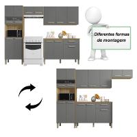 Armário De Cozinha Completa Mdf 12 Portas Com Balcão Versalhes Plus Freijó Gris