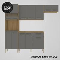 Armário De Cozinha Completa Mdf 12 Portas Com Balcão Versalhes Plus Freijó Gris - 5